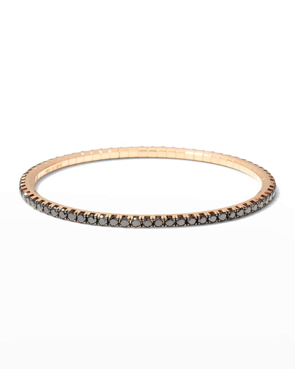 18K Rose Gold Stretch Tennis Bracelet with Black Diamonds